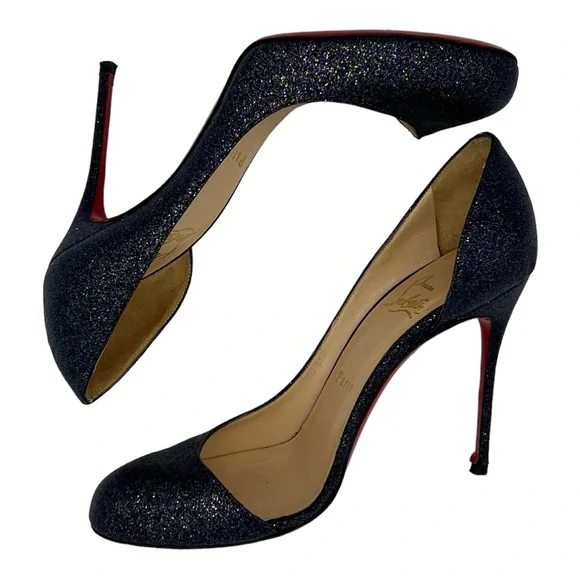 Christian Louboutin Helmour 100 Glitter D’Orsay Stiletto Pumps Size 36.5